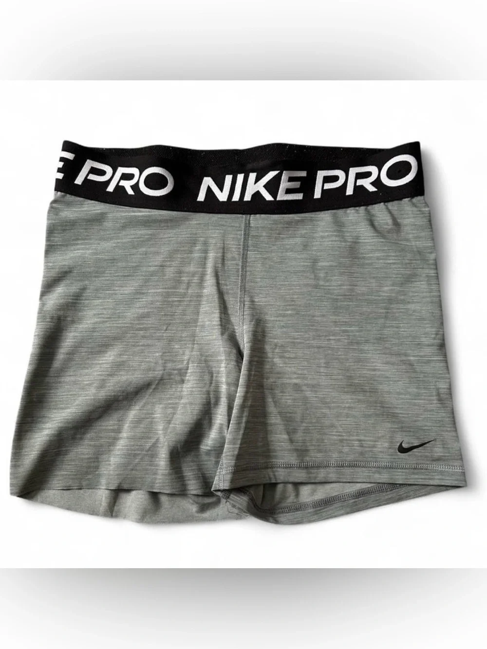 Nike Women's Heather Gray Athletic Shorts with Black Nike Pro Waistband